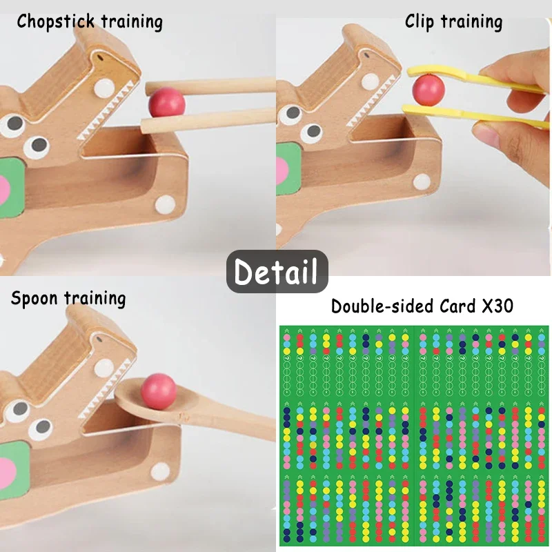 Jeu de correspondance de perles d'alimentation Crocodile en bois, reconnaissance des couleurs, mémoire, cadeau de vacances pour enfants, jouets de Classification pour l'éducation précoce