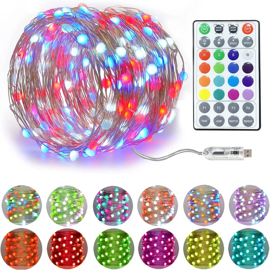 

Smart RGB Christmas Tree Fairy Lights Garland Remote 20M 200LED Copper Wire String Lights for Garden Wedding Party Holiday Decor