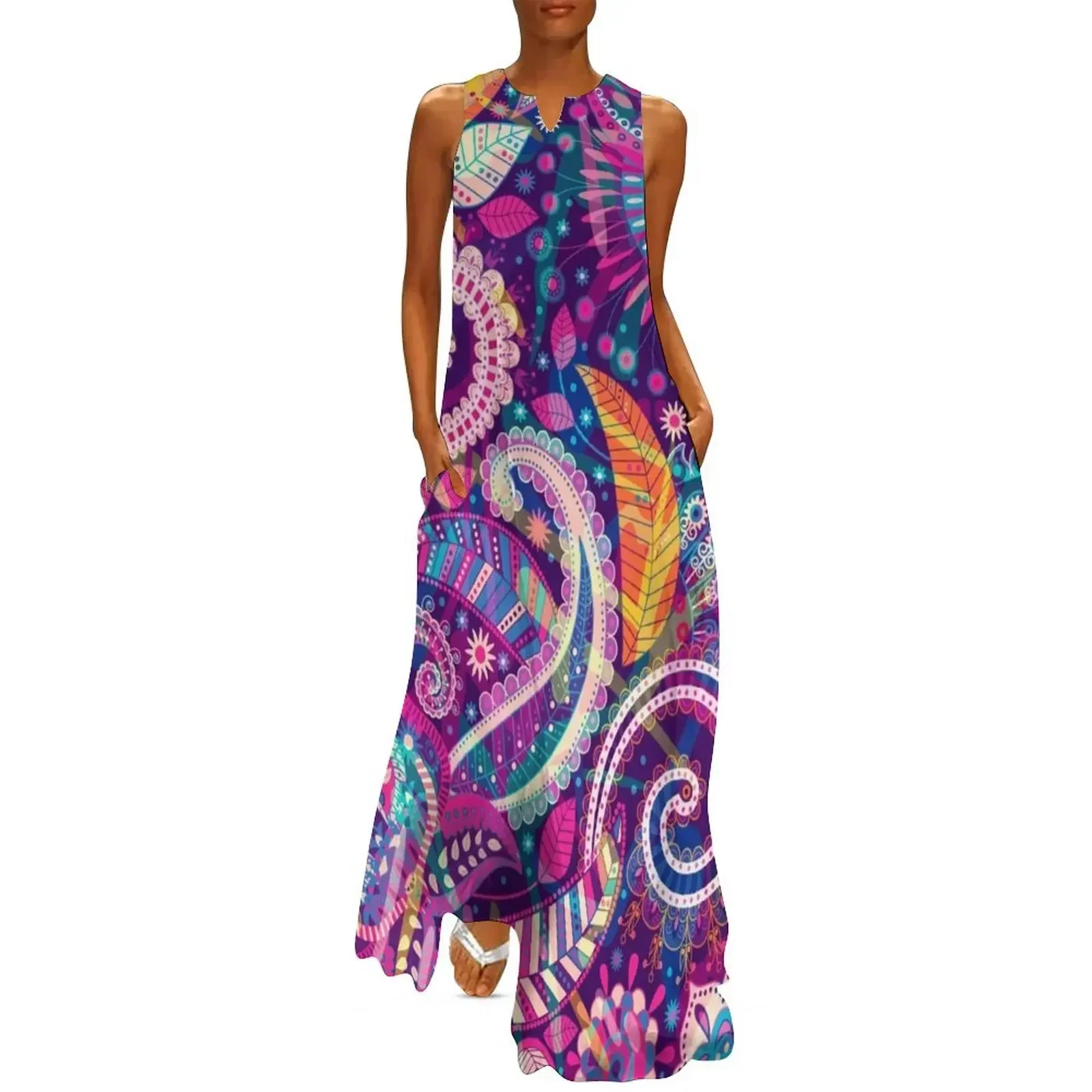 

Hippy Paisley Pattern Unique Groovy Psychedelic Long Dress Bride dresses Dress