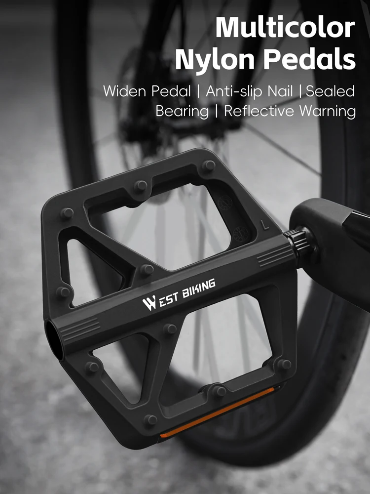AliExpress West Biking WEST BIKING Multicolor Nylon Bike Pedal DU Bearing Anti Slip Reflective MTB Road Bike Pedal Cycling Flat Pedals Bike Accessories