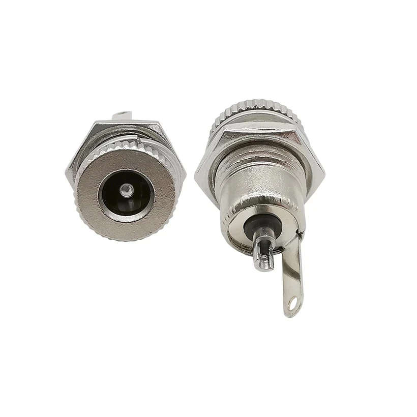 2/5 Stücke Metall 5,5x2,1 MM/5,5x2,5 MM DC Power Jack Stecker Stecker mit Feder Gelb Kopf 5,5*2,1mm/5,5*2,5mm DC-099 Silber – Detail 3