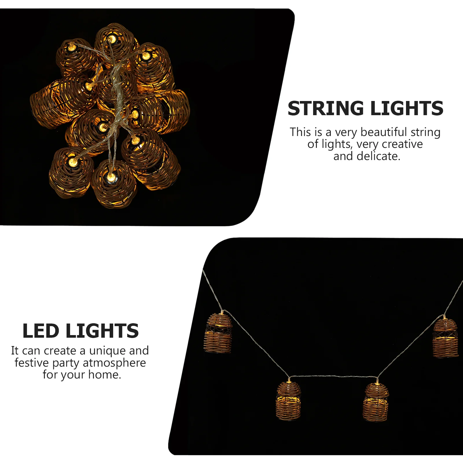 

LED String Light Simulated Rattan Decorative Lamp String Powered for Bedroom Restaurant Party Garden Patio Festival