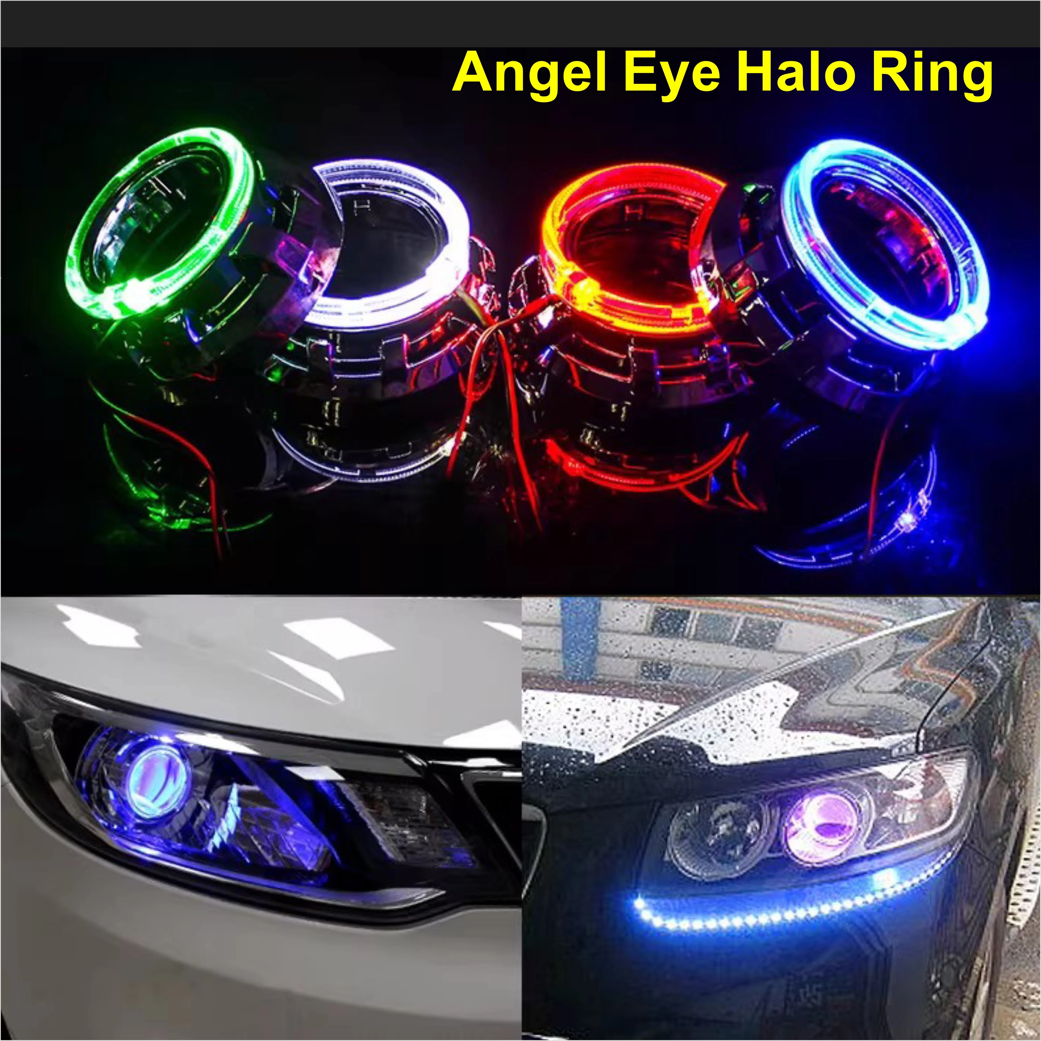 

Super Bright 12VLED Daytime Running Light Circular Ring Angel Eyes Demon Eyes Lens Modified Car Headlight Grille Front Fog Light