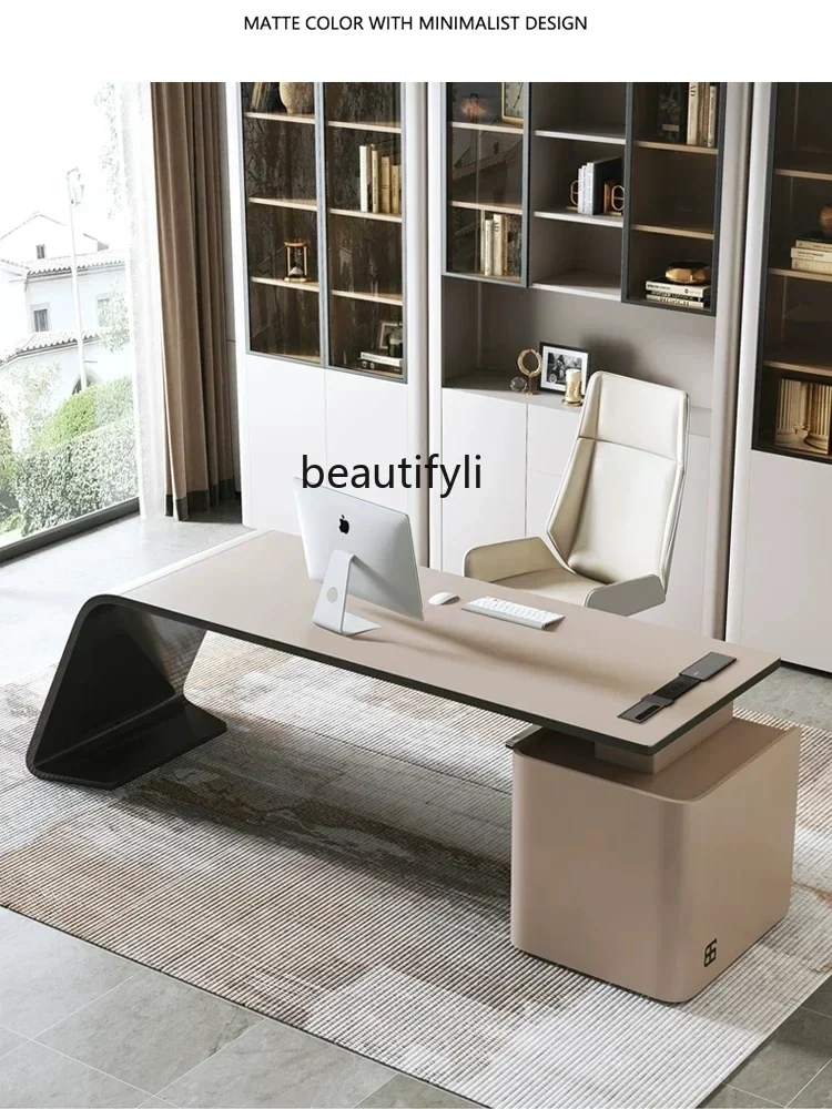 

V High-End Desk Italian Minimalist Modern Minimalist Desk Design Corner Living Room Boss Long Desk