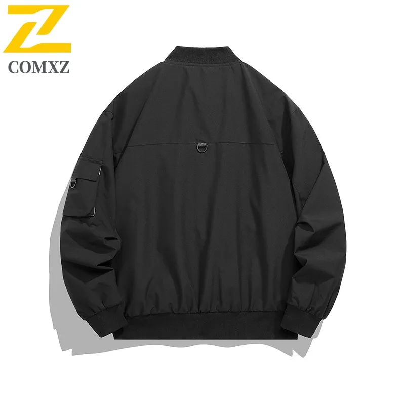 

COMXZ 2025 весенне-осенняя уличная куртка с бейсбольным воротником, рабочая одежда, свободная мужская куртка большого размера, повседневное уличное пальто, водонепроницаемое, ветрозащитное