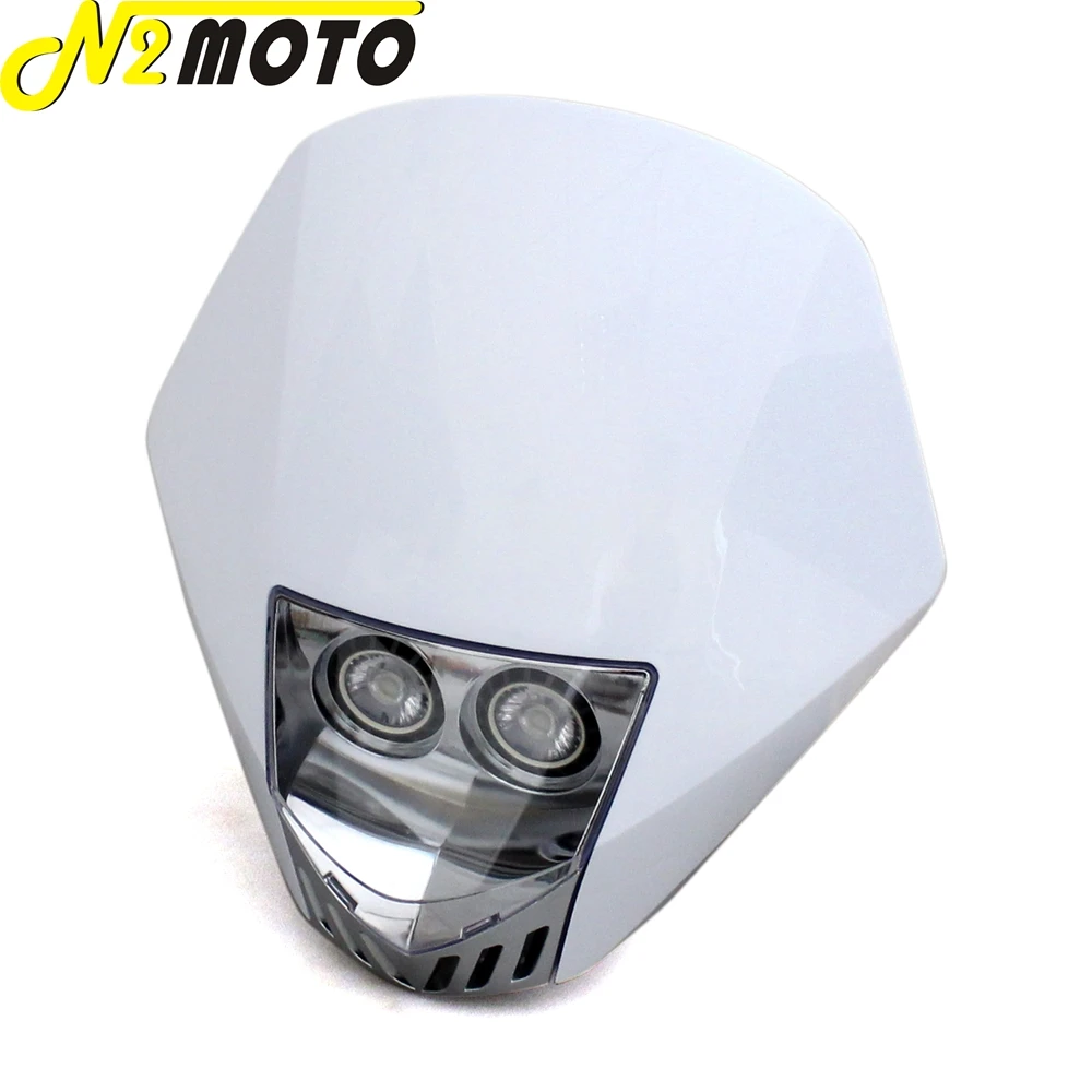 Motocross White LED Dirt Bike Enduro Headlight MX Racing Front Lamp Light Mask For KTM EXC SX-F XC-W FE TE SX 125 350 450 85 250