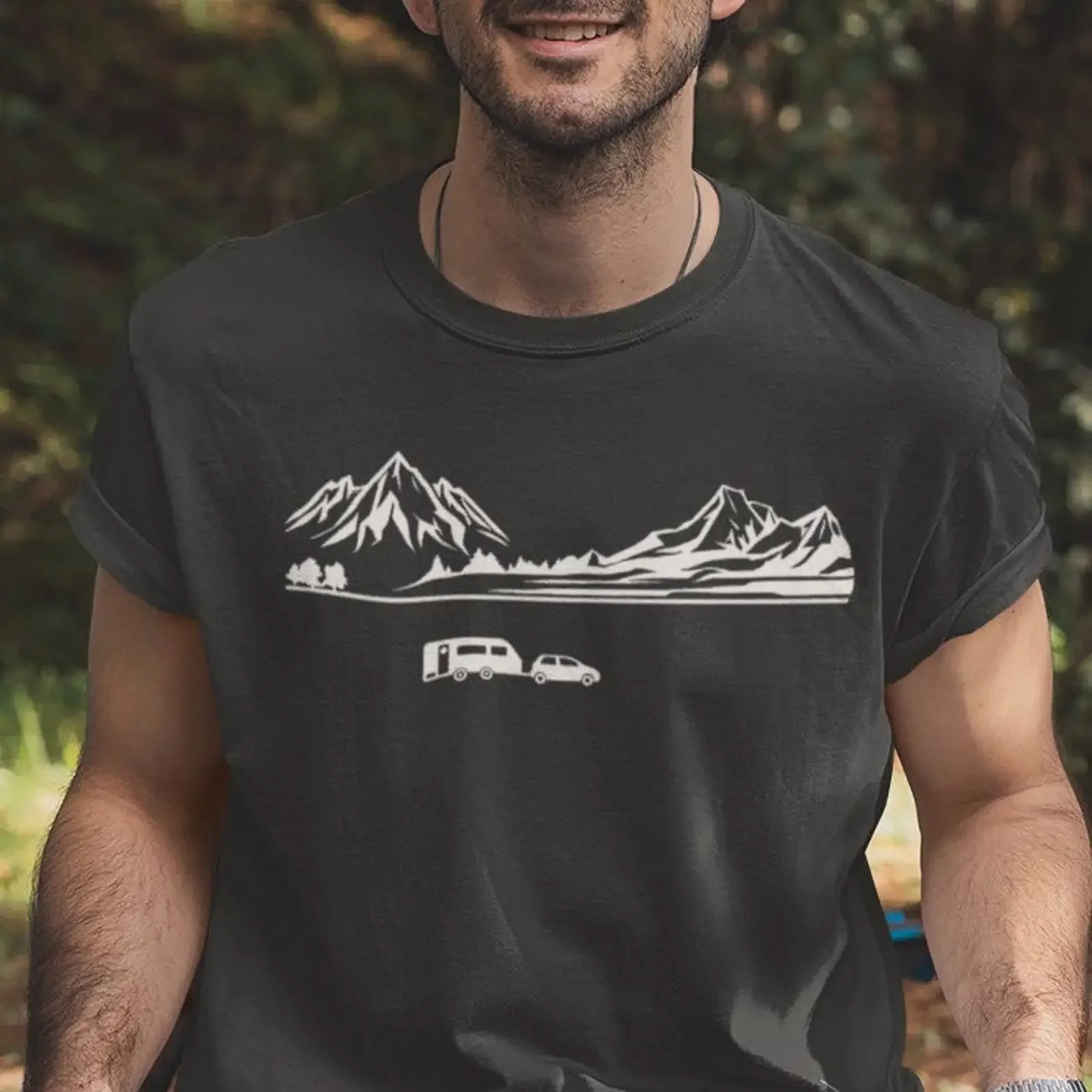 Wild Kindness Caravan Tourer T Shirt Mens Made From Organic Cotton Minimalist Design vintage Washed Top For Everyday Wear
