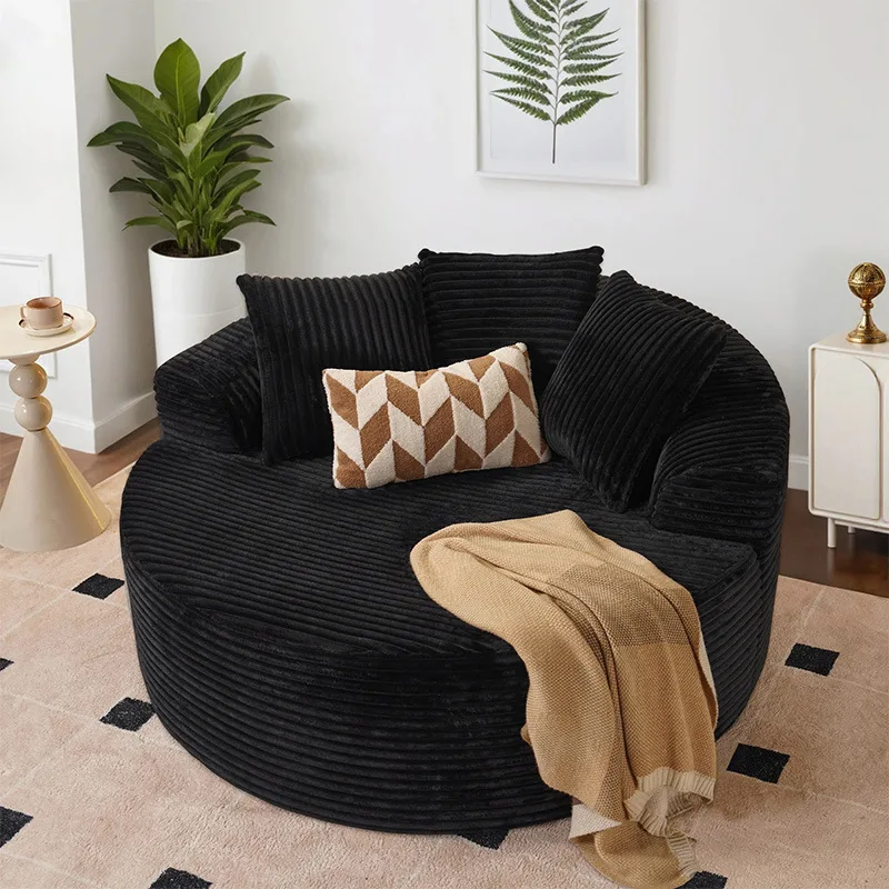 Vacuum Compression Sofa, Round Single Rabbit Plush Sofa, Pure Sponge Sofa Bed, Frameless Living Room Compression Sofa