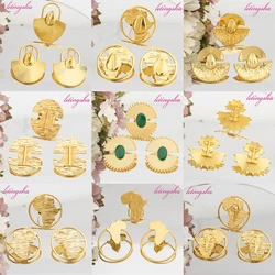 2Pcs Set Earrings and Finger Ring Dubai Jewelry Set Bohemia African Gold Color Jewelry Set for Women Irregular Design Accessory