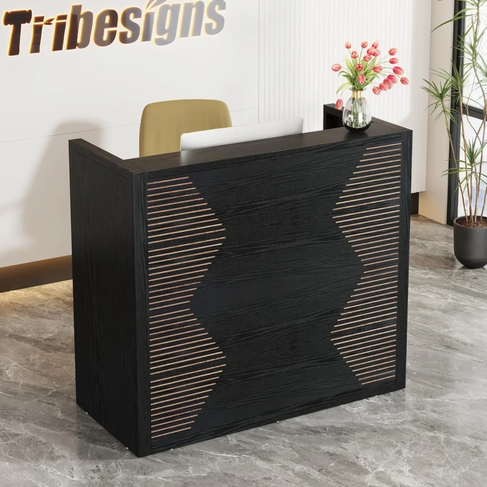 Reception Desk, Modern Front Desk with Counter, 47 Inch Small Retail Counter for Checkout, Lobby, Salon, Small Office, Receptio