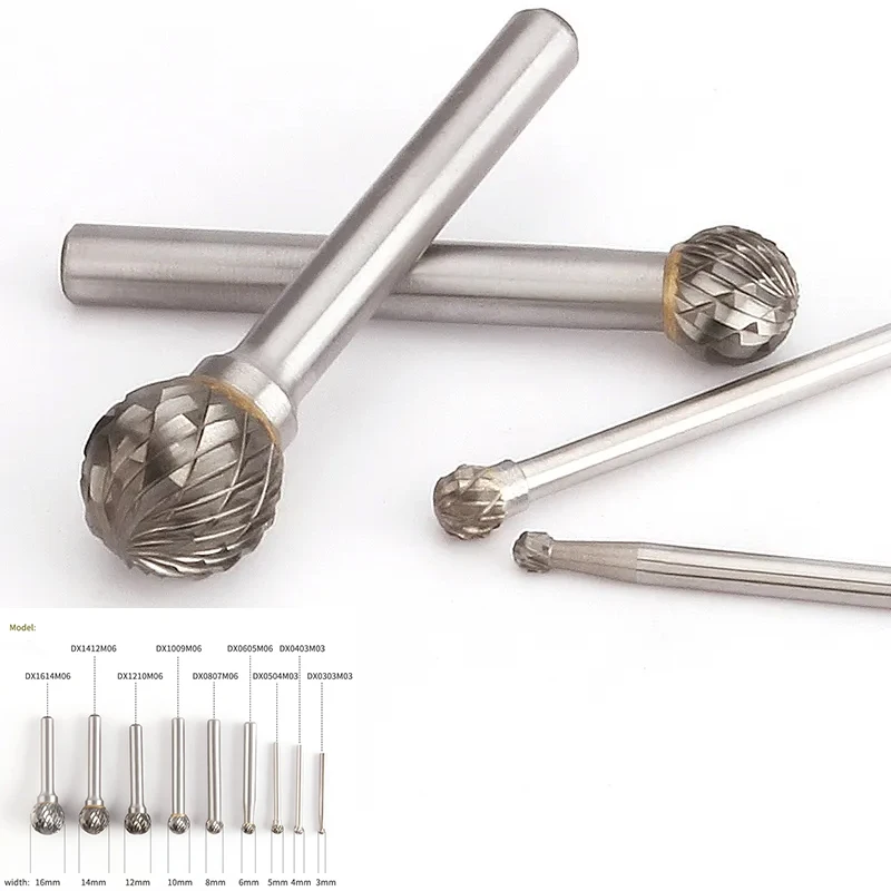 Cabeça de Moagem de Escultura em Aço de Tungstênio Entalhe Duplo Redondo tipo d Arquivo Rotativo mm mm mm mm 10 mm 16 mm de Diâmetro Yg8 1pc