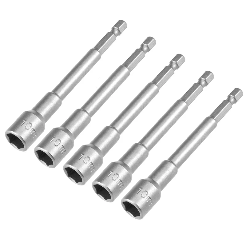 Hex Soquetes Não Magnético Hex Haste Porca Soquetes Motorista Porca Mudança Rápida Chave de Fenda Kit 100 mm Comprimento Peças 10 mm