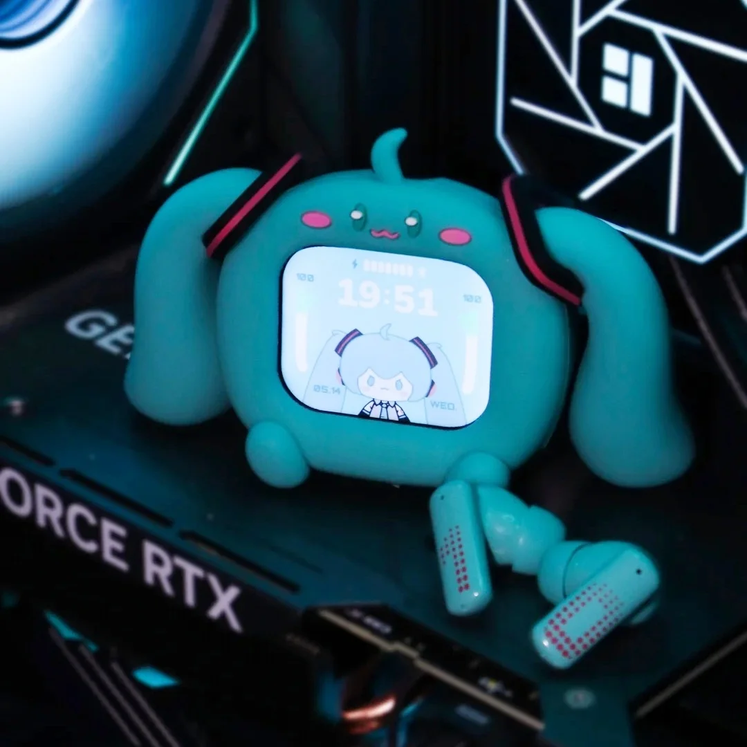 

HATSUNE MIKU аниме периферийные устройства с сенсорным экраном, интерактивная беспроводная Bluetooth-гарнитура, подарочная коробка, куб, ЖК-дисплей для лица, детская игрушка, подарок на день рождения