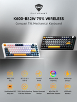 Machenike K600-B82W Mechanical Keyboard Gasket Mounted 75% ANSI Layout Web Driver Support RGB Backlit Wireless Gaming Keyboard