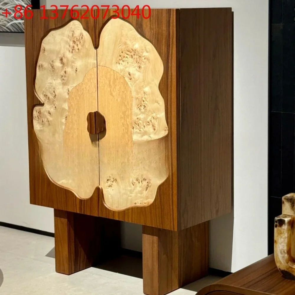 

Medieval style solid wood dining side cabinet Double door