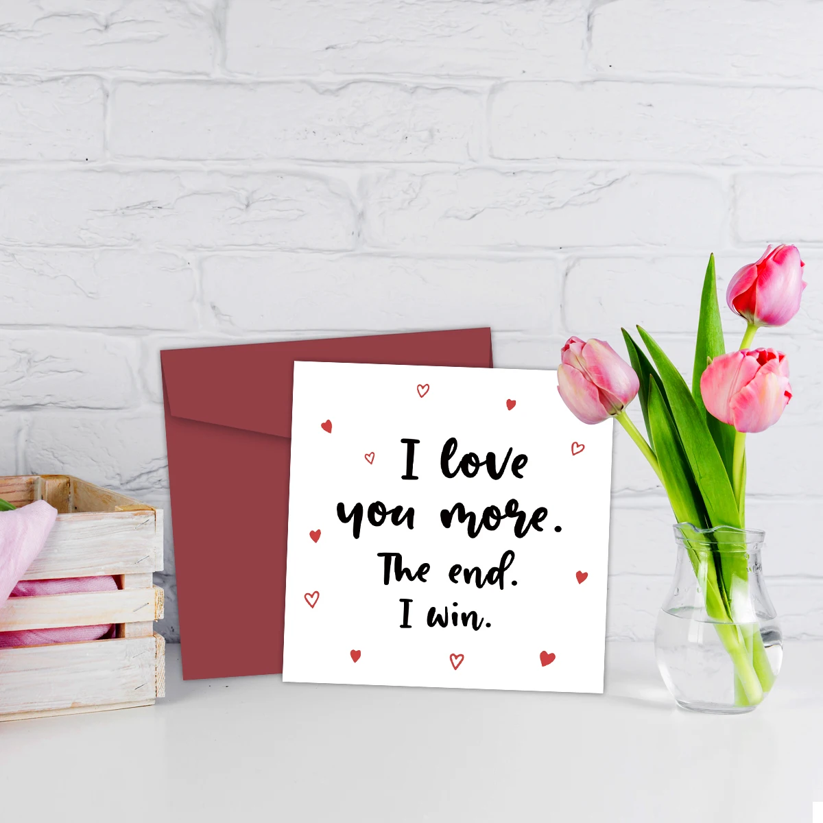 �I Win and I Love You More“-Grußkarte mit Umschlag, romantische Jubiläums-Geburtstagskarte für Ehemann, Ehefrau, Freund, Freundin – Detail 9