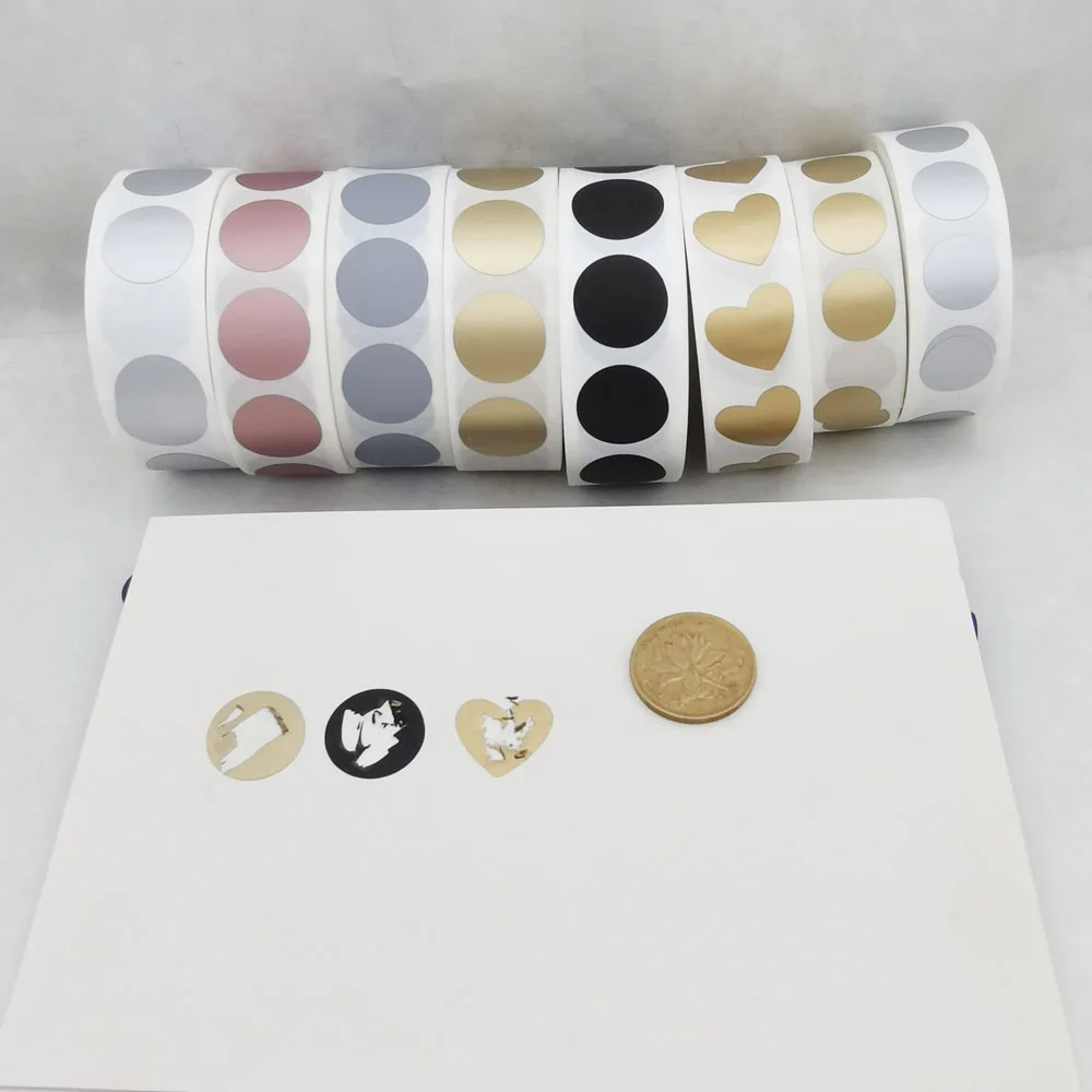 1 Roll DIY Scratch off Stickers in Small round Or Heart Shapes - 3 Sizes Available for Scratch Cards Retail Or Wholesale