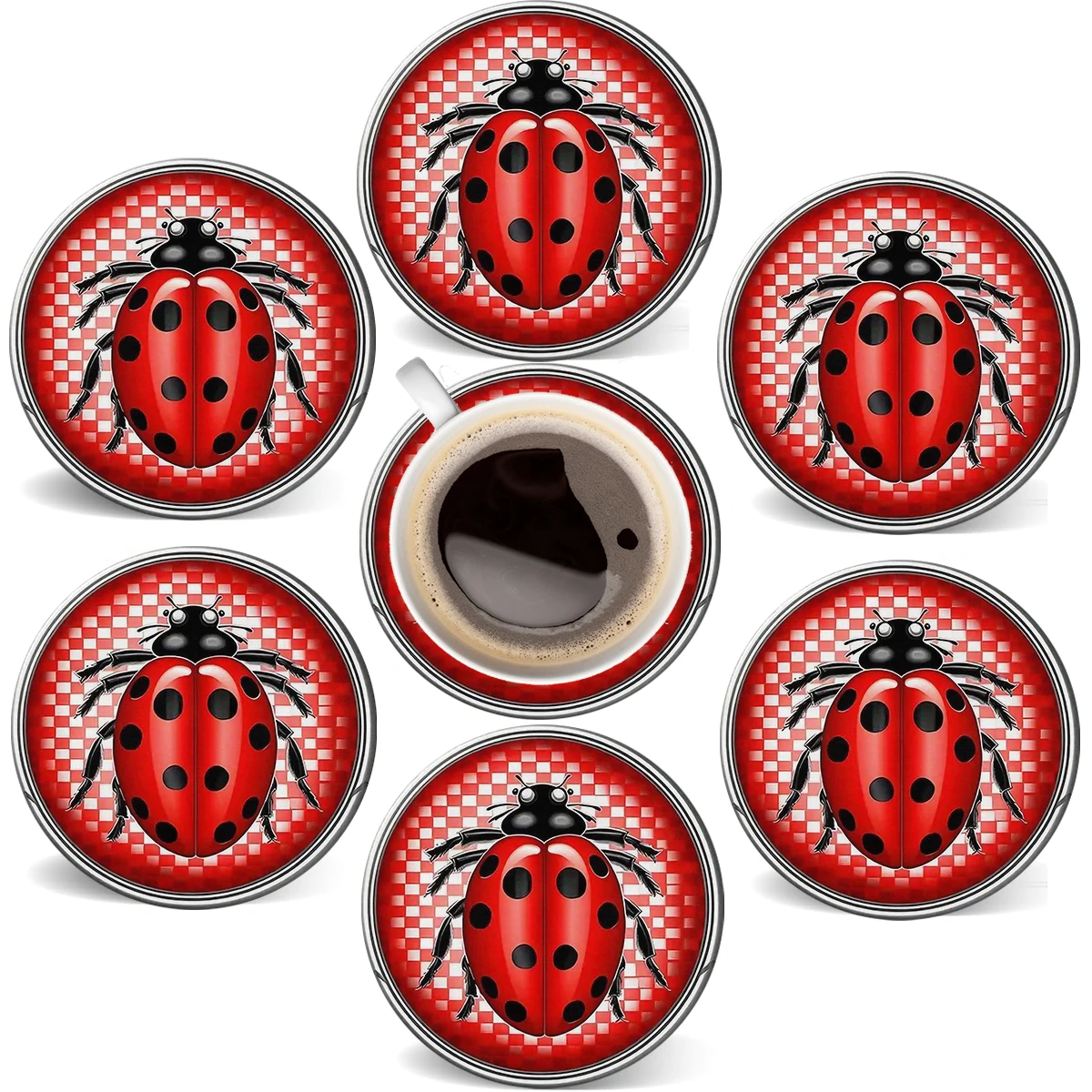 

6Pcs 2D Flat Round Heat Resistant Wooden Mat Drink Cup Coasters Coffee Hot Drink Mug Table Placemat Car Kitchen Accessories
