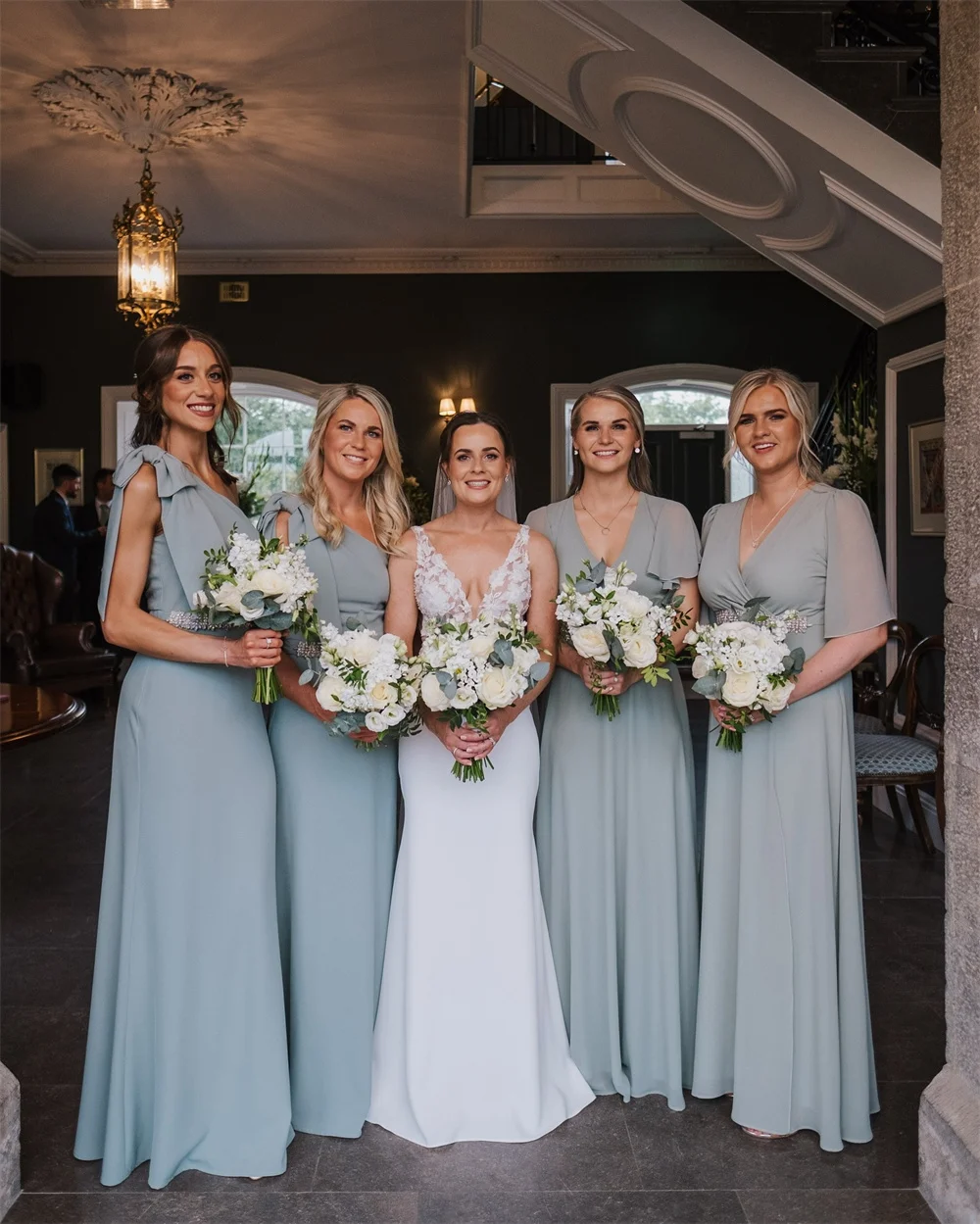 Aangepaste formele kapmouw zeemeermin trouwjurk klassieke witte jersey 2025, vestido de novia boho bohemien v-hals bruidsjurken