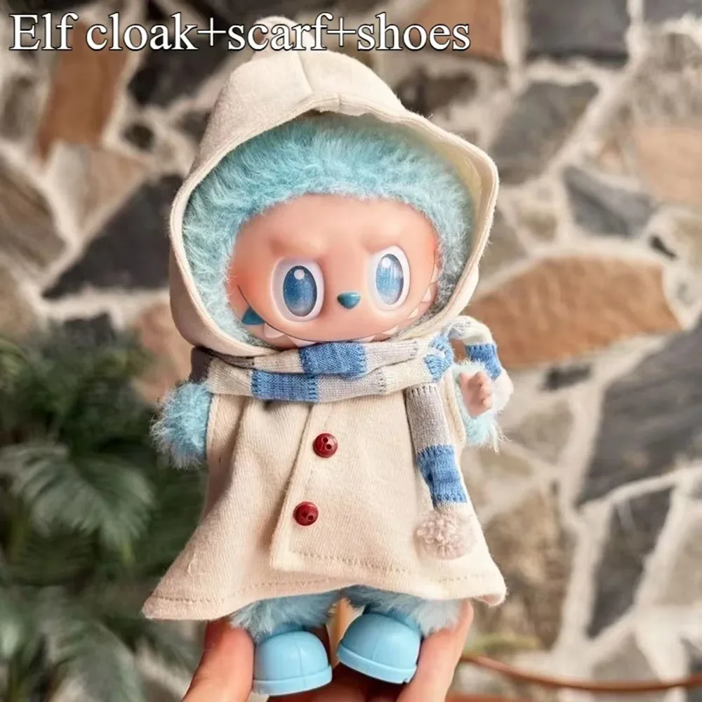 

Новинка 2024 года, одежда для кукол Labubu, плащ эльфа, пальто, красная рождественская новогодняя одежда, аксессуары для одежды [без куклы]