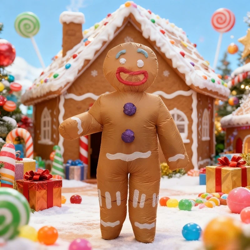 

Christmas gingerbread inflatable costume Adult Fun Gingerbread Christmas Character Inflatable Dress Up Party Cosplay Set