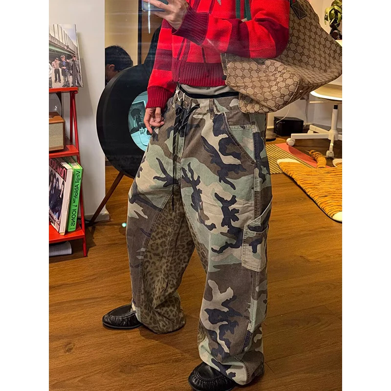 Man's Leopard Camouflage Jeans Y2k Baggy Oversize Denim Trousers Vintage Harajuku Grunge Alternative Wide Jeans Pants