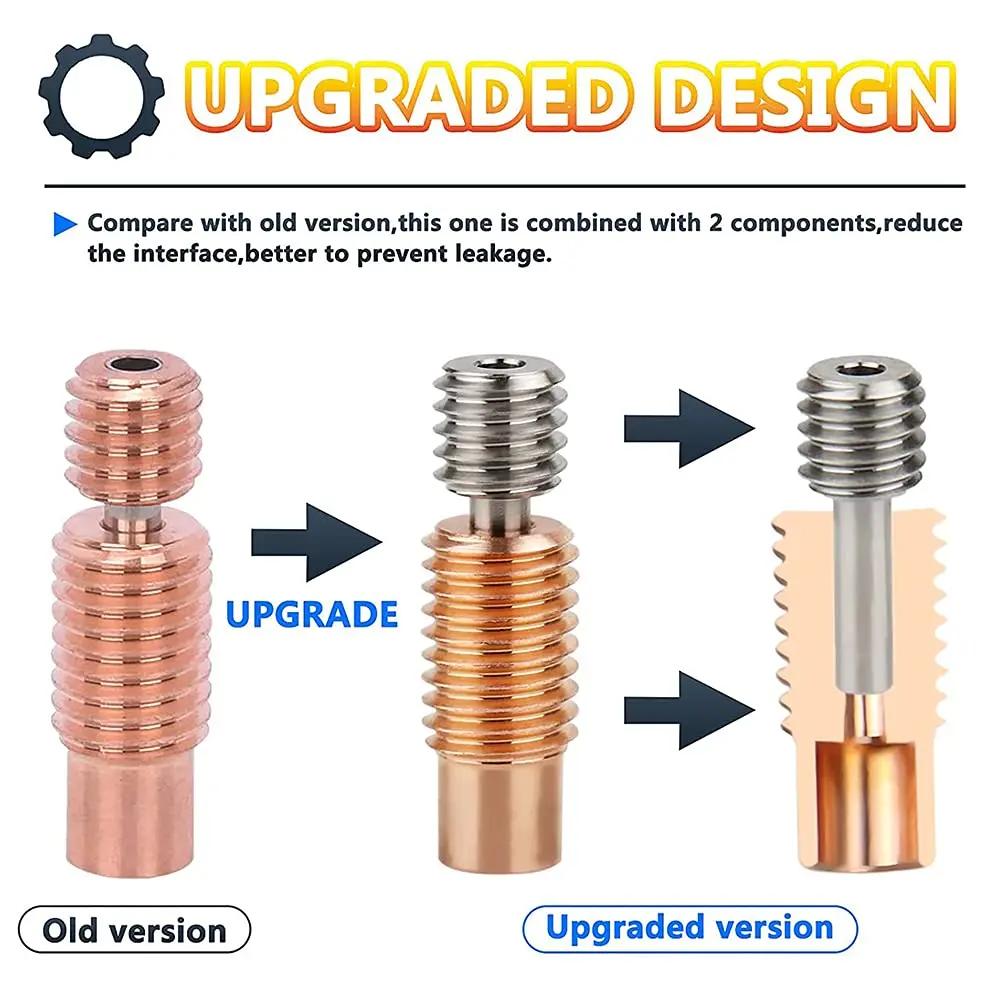 3D V6 Heatbreak Upgrade Bi-Metal Heat Break Throat Titanium Alloy + Plated Copper Bi Metal Throats for E3D V6 Volcano