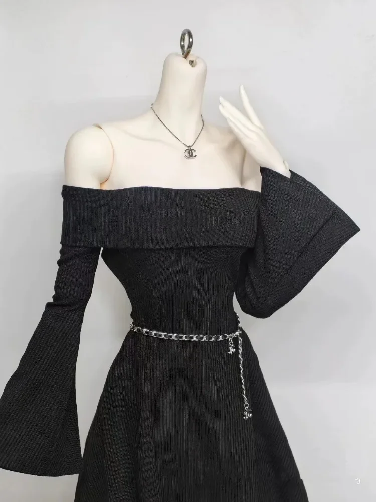 Flip Collar Off Shoulder Dress For BJD Doll 1/6 1/4 Minifee 1/3 Smart Doll DD SID EID Custom Doll Clothes Toys W483