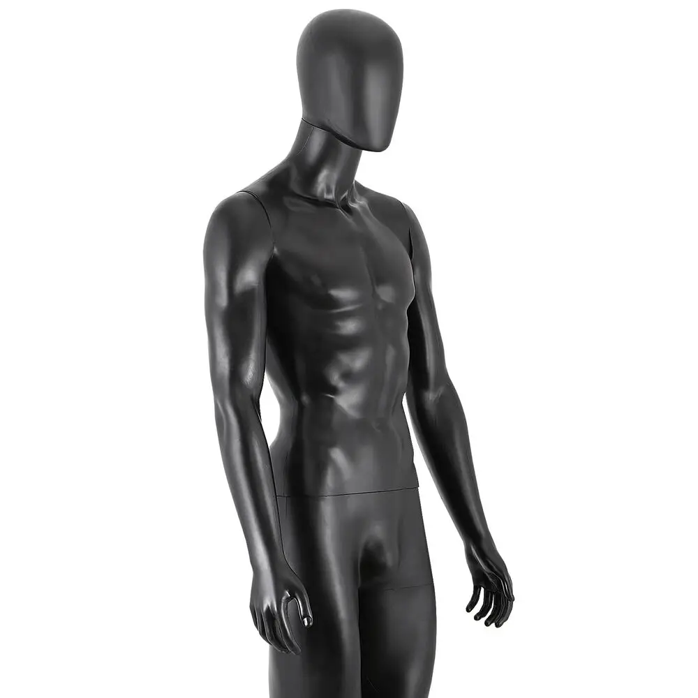 Black Male Mannequin Full Body Stand With Adjustable Posture & Stable Metal Base