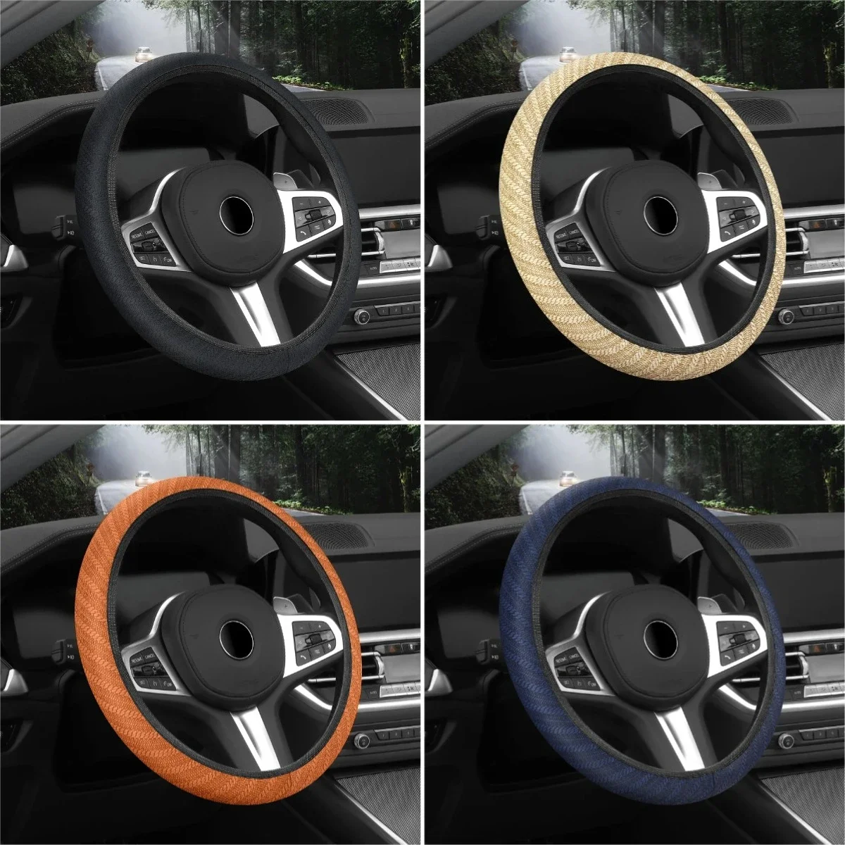 NEW Mesh Cloth Car Steering Wheel Cover Without Inner Ring Breathable And Comfortable All Seasons Universal