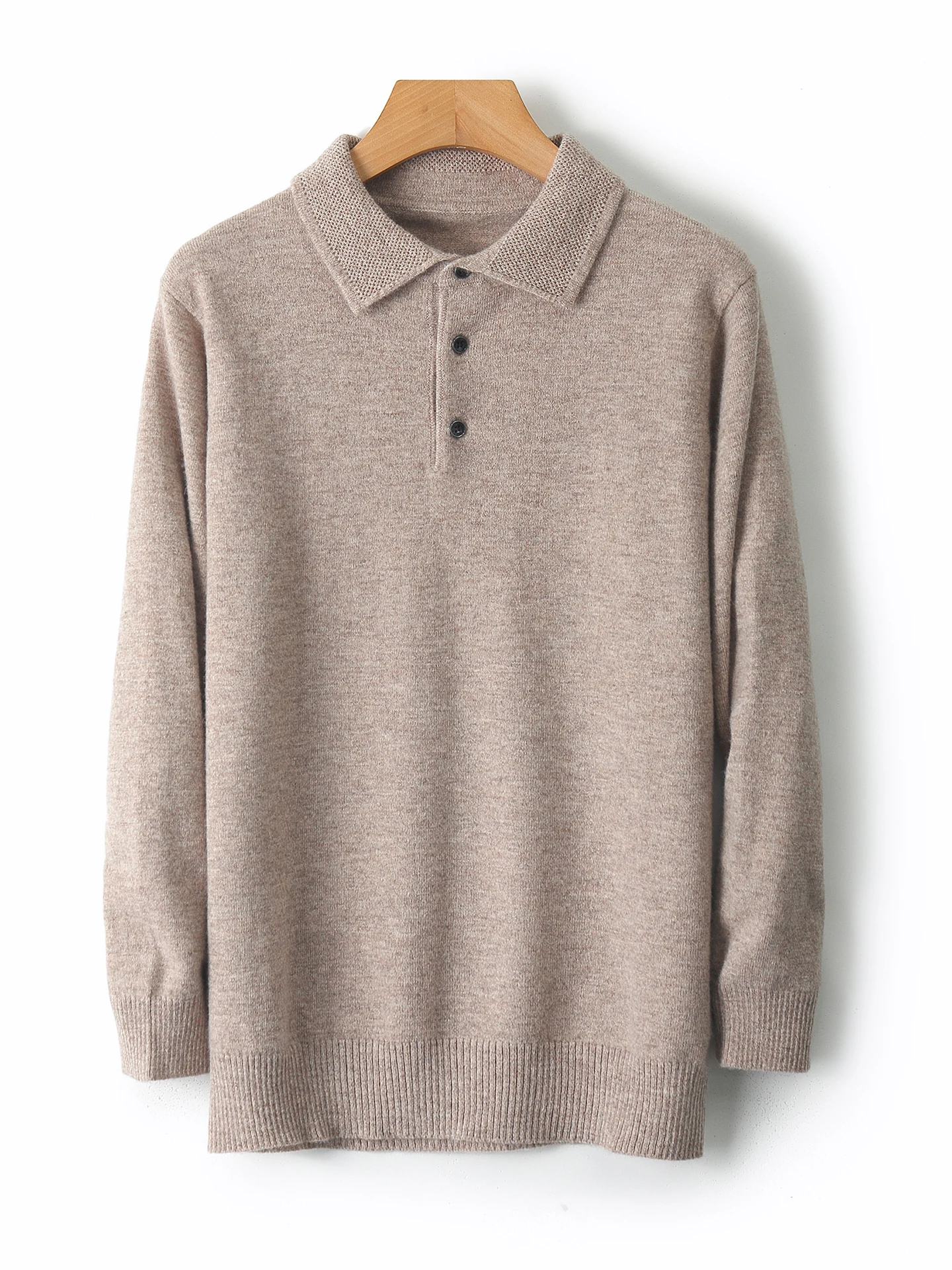 Smart Casual Autumn Winter Man Sweater Classic 100% Merino Wool Knitted Pullover Polo Collar Long Sleeve Clothes Tops Men Jumper