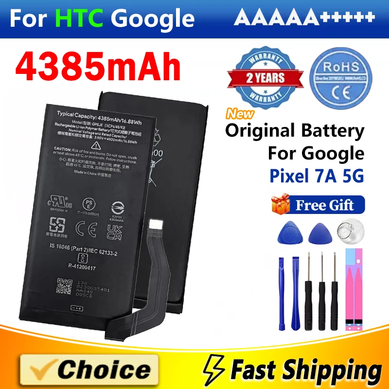 1Pc GP5JE Original Battery For HTC Pixel 7A 5G,4385mAh Brand New Replacement Phone Lithium Battery+Tools