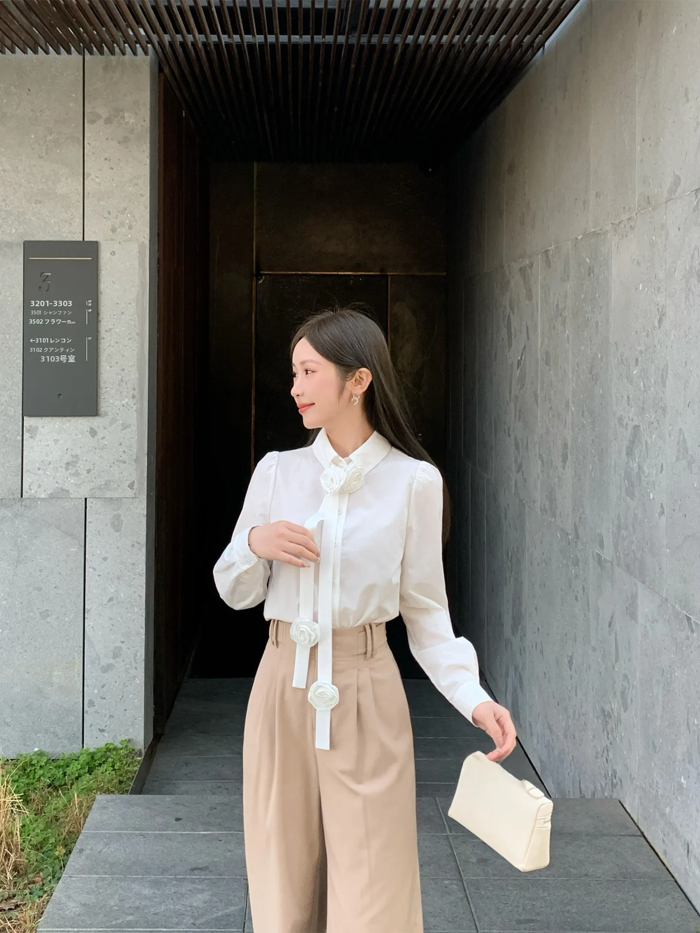 

Женская блузка Plato's Aesthetic с длинным рукавом, воротником-стойкой и бантом, весенняя новинка, белая, повседневная, приятная к телу, дышащая, из полиэстера