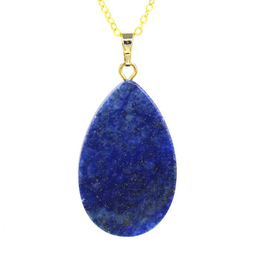 Pyramid Faceted Stone Pendant Necklace For Women Men Natural Lapis Lazuli Yolk Stone Apatite Labradorite Pendant Chain Jewelry