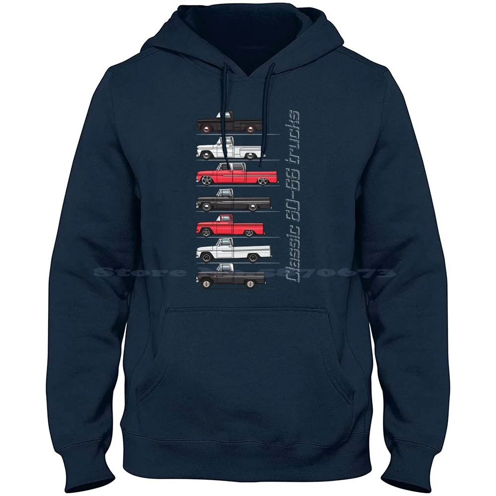 60-64 Trucks 100% Pure Cotton Hoodie Tshirt 1960 1961 1962 1963 1964 1965 1966 3100 Apache Pickup Truck Short Long Crew Cab Bed