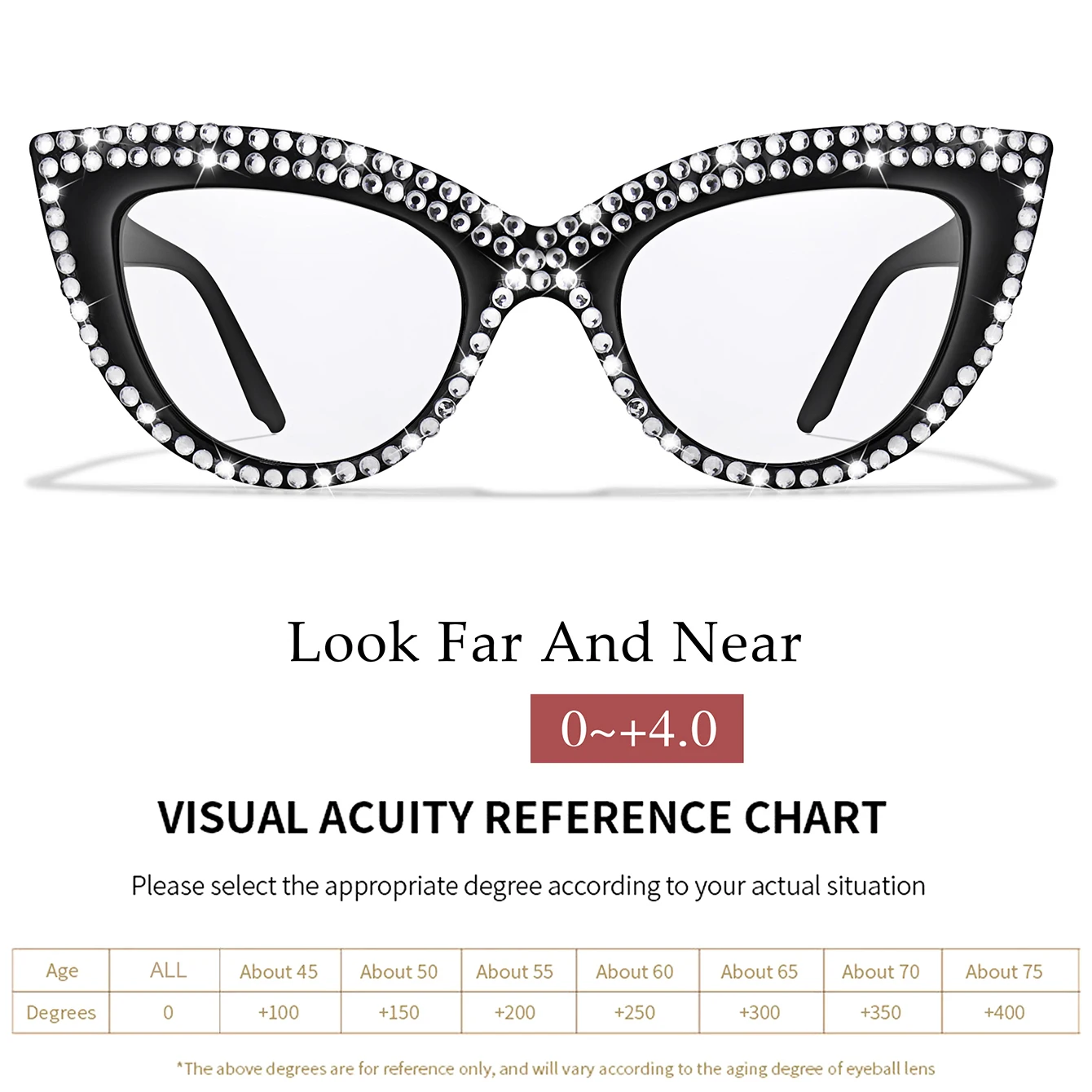 نظارات قراءة عصرية للنساء، نظارات تزيين جميلة على شكل عين القطة الماسية لقارئ المجلات وركوب الأمواج على الإنترنت