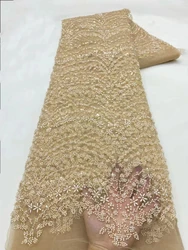 Tecido de renda de tule francês para mulheres, lantejoulas bordadas noivo, tecido de renda africano, vestido de casamento nigeriano, alta qualidade 2024