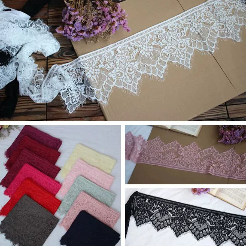 (3 Yards/lot) Schwarz Weiß Farben Wimpern Spitze Band Stoff Dekoration Liebe Hochzeit Kleid Zubehör DIY handgemachte Band