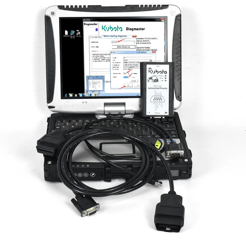 For KUBOTA DIAGNOSTIC Kit PYTHON for kubota diagmaster Python interface KUBOTA Takeuchi Diagnostic Tool+CF19 laptop