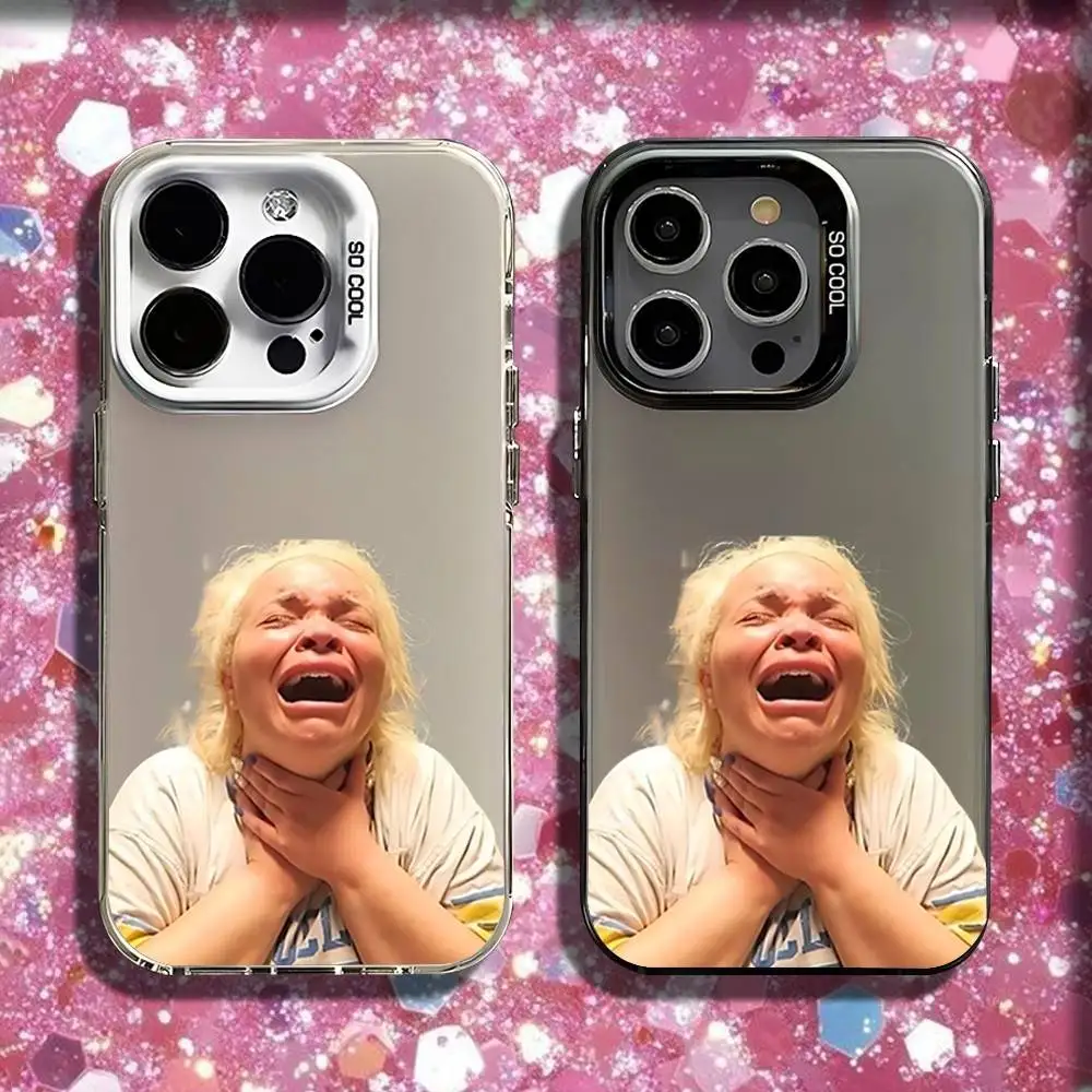 

Funny Trisha Paytas Crying Phone Case For iPhone 16,15,14,13,12,11,Pro,Max,Plus,Mini,SE Black White Matte Shockproof Cover