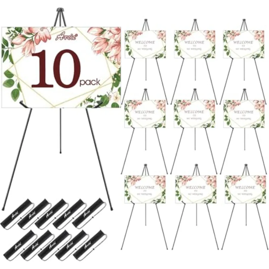 

Набор из 10 портативных складных металлических мольбертов-подставок для демонстрации вывесок, свадебных логотипов, художественных работ, рисования, регулируемые напольные