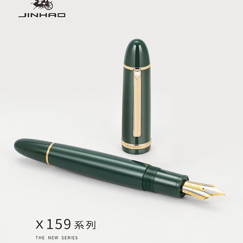 

New JinHao X159 Acrylic Fountain Pen Metal gold Clip Extended Fine Nibs 0.5mm nib school office business writing pens Green