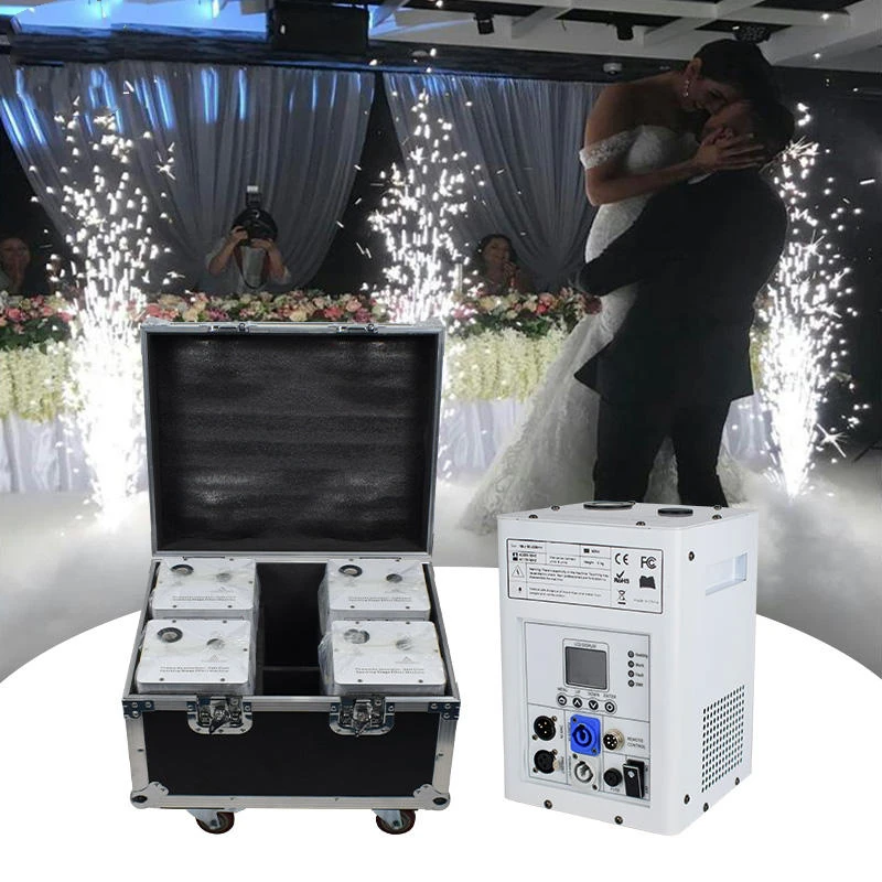 4 pieces with flightcase 600w Stage pyro sparklers machine safety indoor cold fountain fireworks for wedding special effects