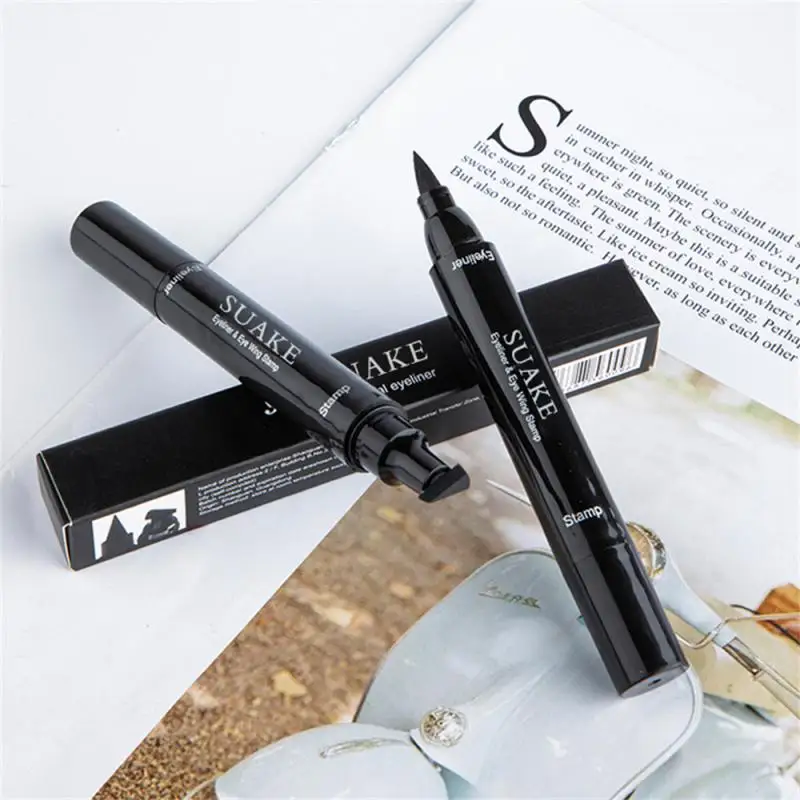 Podwójny Eyeliner w pełnym kolorze dla początkujących Eyeliner anty-rozmazany Eyeliner pióro stempel Eyeliner wysoki kolor czarny Eyeliner