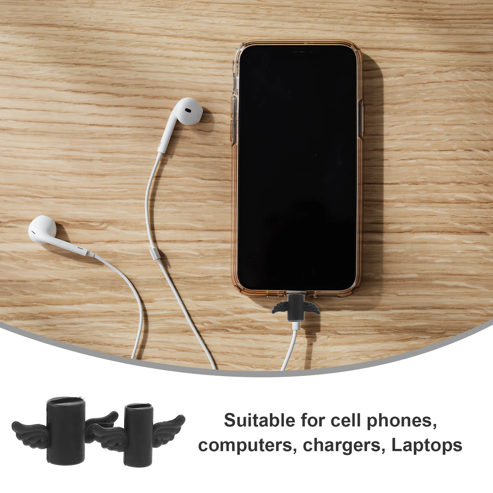 

2Pcs Data Cable Protector with Wing Design Charging Cable Saver for USB Wire Cord Shield Cover USB Wire Protector