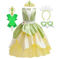 Tiana Costume Girl Dress Up Princess Girls Cosplay Role Playing Party Costumes Children Sleeveless Carnival Princess Halloween