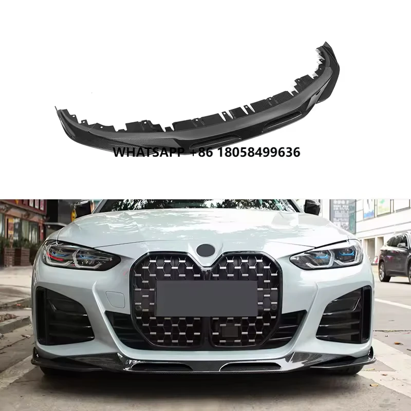 

Real Carbon Front Lip for G26 I4 2021- Year Car Front Bumper Spoiler with Corner Cover Dry Carbon Fiber Front Bnumper Lip Parts
