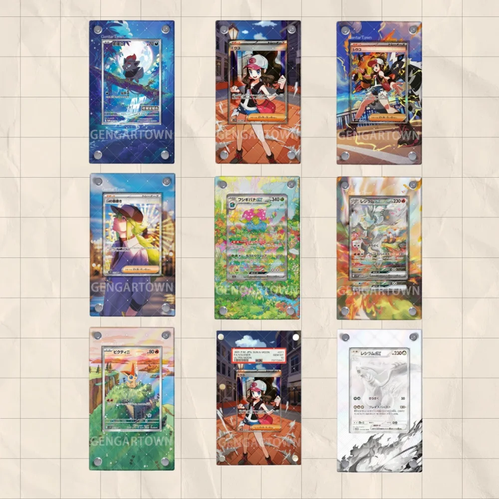 ل أنيمي بوكيمون Ptcg Zekrom Reshiram Zorua Vileplume Tepig Ivysaur الاكريليك بطاقة واقية عرض حالة مهرجان هدية حلية