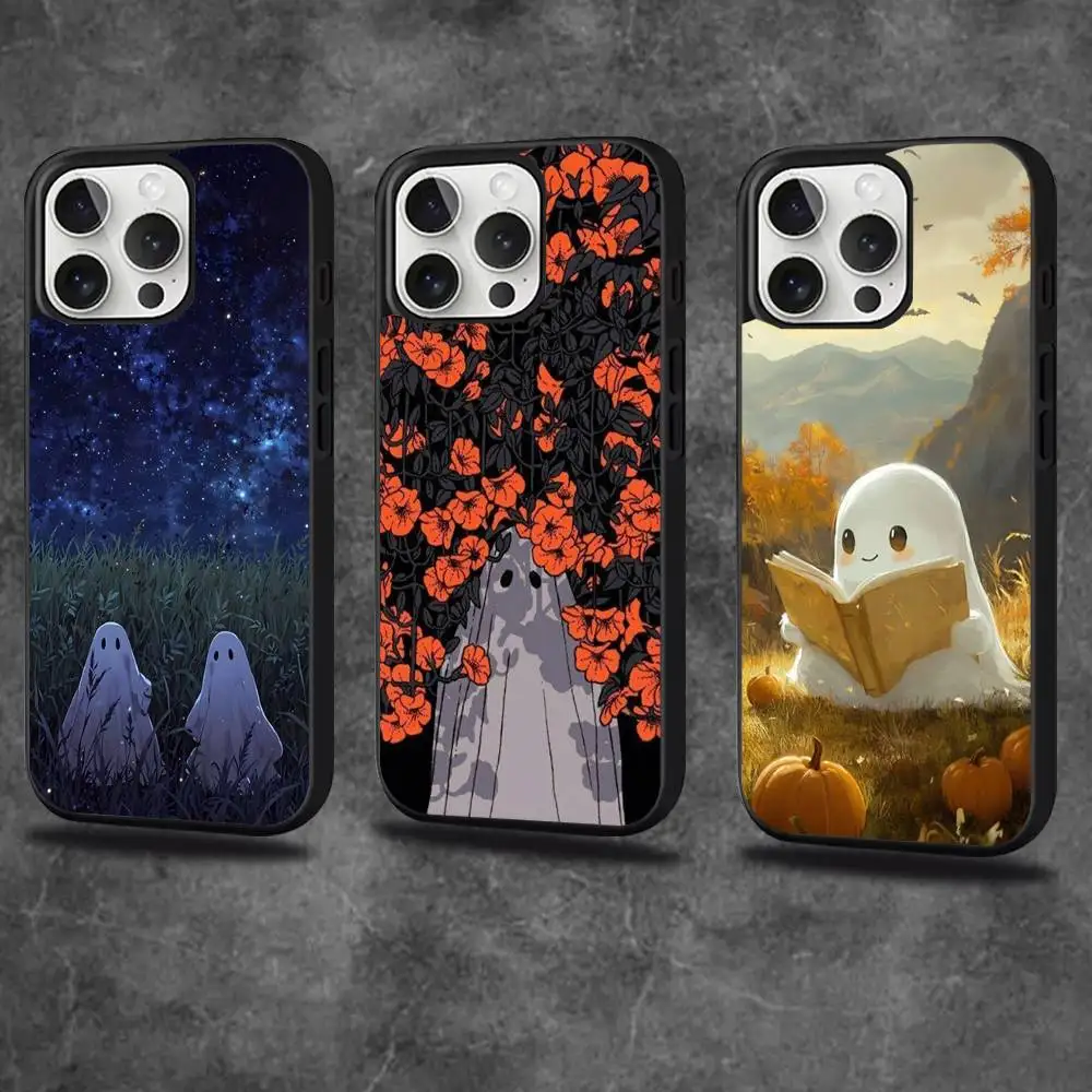 

Милый чехол для телефона Halloween Ghost для iPhone 17,16,15,14,13,12,11, Pro, Max, Plus, Mini, SE4, E с магнитной беспроводной зарядкой Magsafe