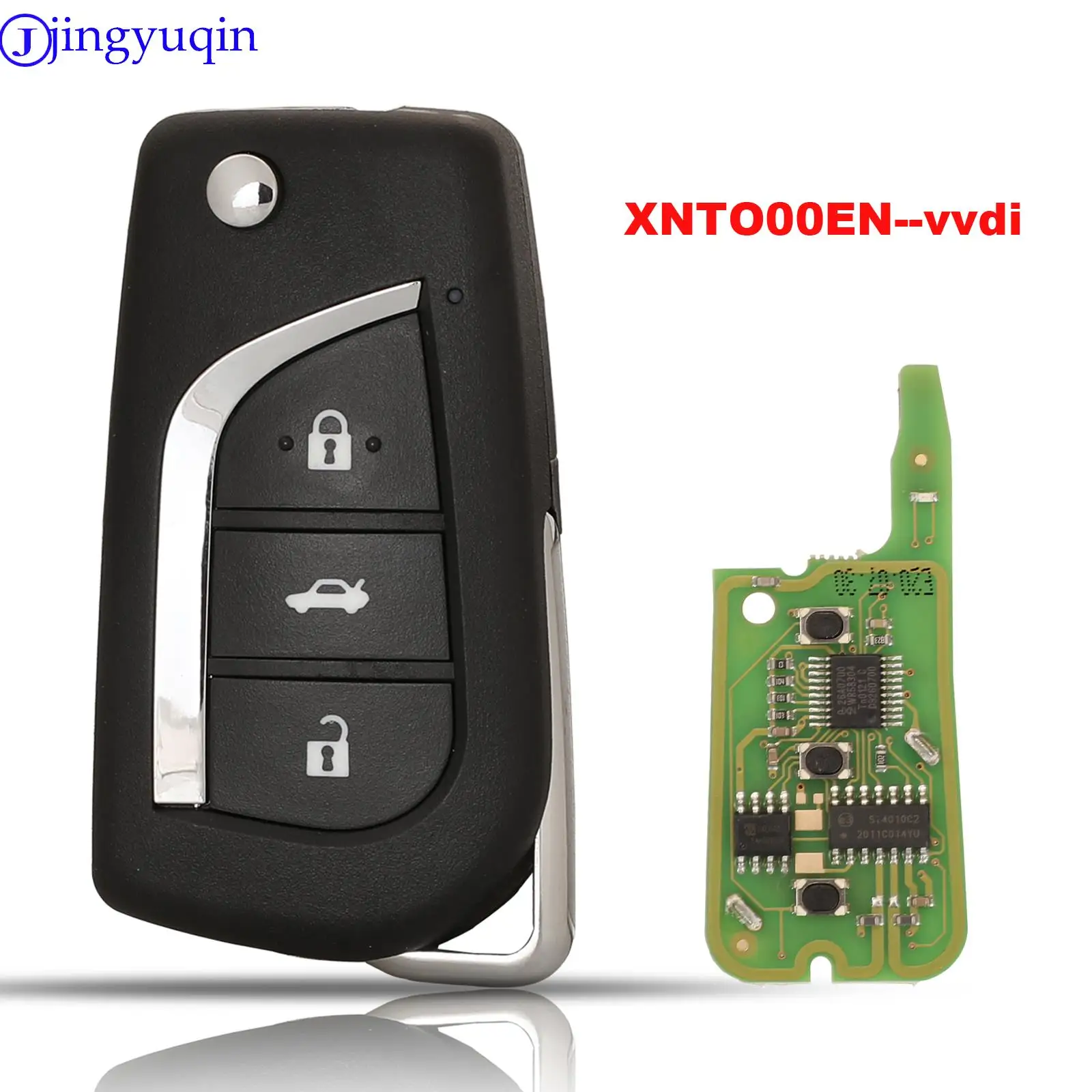 

jingyuqin XHORSE VVDI2 XNTO00EN For Toyota Type Wireless Universal Remote Key 3 Buttons XN008 Remote With NXP Chip